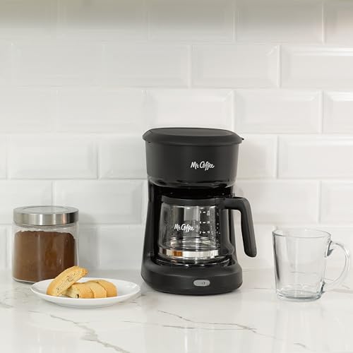 Compact 5-Cup Mini Brew Drip Coffee Maker with Glass Carafe, Black