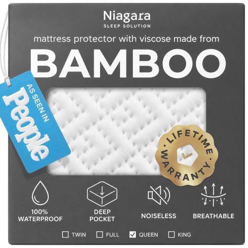 Waterproof Queen Mattress Protector - Cooling Viscose Bamboo Cover