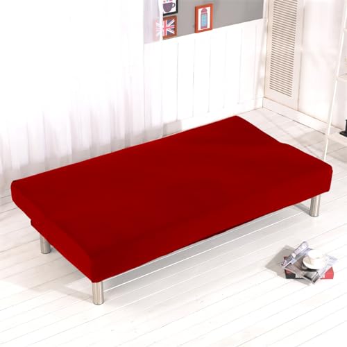 High Stretch Armless Futon Cover Slipcover, Machine Washable Red