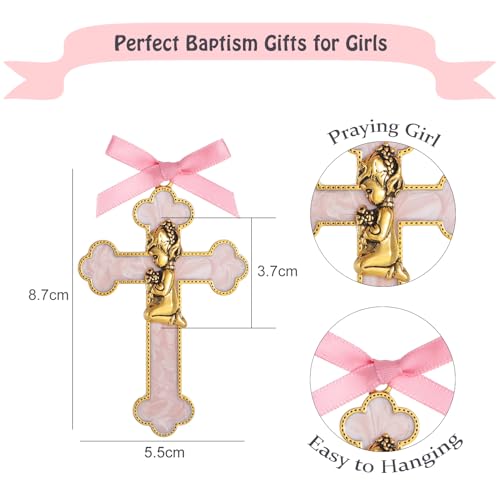 Pink Enamel Baby Wall Cross - Baptism and Christening Gift for Girls