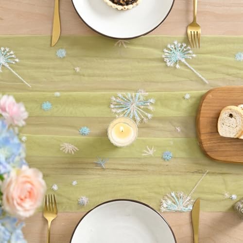 Artoid Mode 28x120 Inch Sequin Dandelion Yellow Gauze Table Runner – 10ft