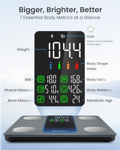 Smart Digital Body Weight and Body Fat Scale with 7-in-1 LED Display