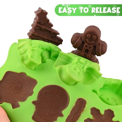 Christmas Silicone Candy Molds - 4 Pack, 14 Cavity Xmas Baking & Chocolate Molds