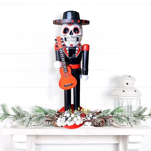 14-Inch Day of the Dead Nutcracker - Handpainted Mexican Holiday Decor