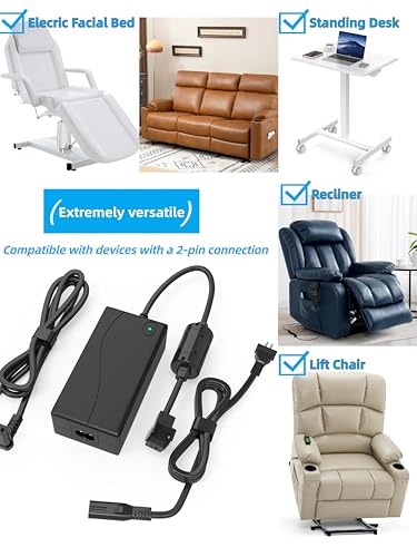 29V 2A Power Recliner Adapter, 2-Pin AC/DC Transformer for Electric Sofa