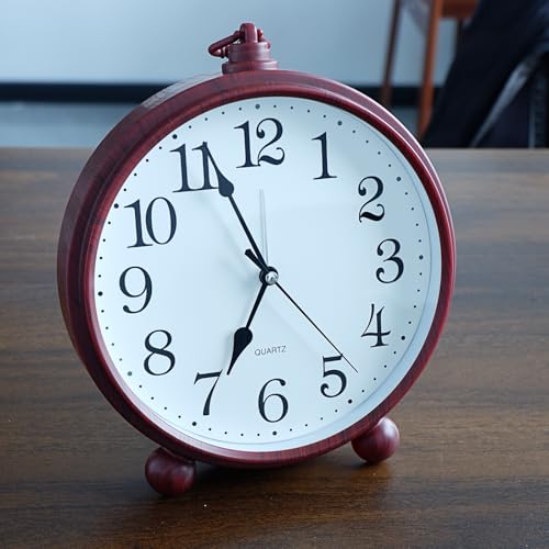 Vintage Mantel Clock - Silent Non-Ticking Battery Operated Desk Clock