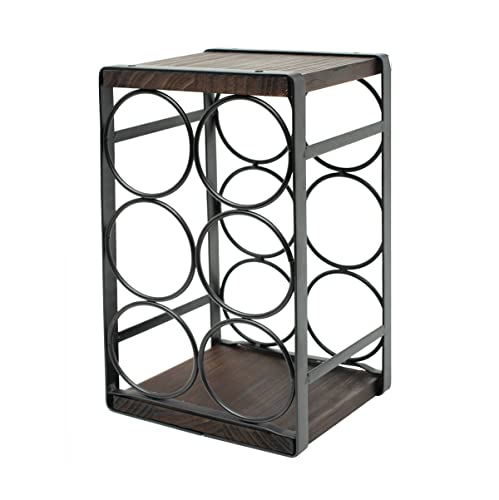 Brown Rustic Wood Countertop Wine Rack - Holds 6 Bottles, No Assembly Needed