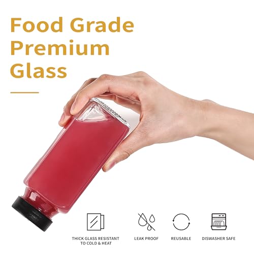 8 oz Glass Juice Bottles with Leakproof Lids and Labels - 8 Pack