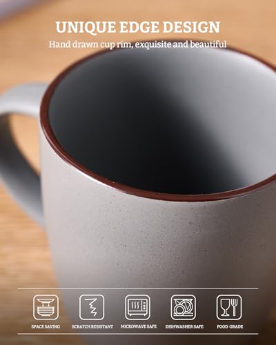 Famiware Mercury Multi-Color Coffee Mug Set of 4, 13 oz Handled Cups for Latte, Tea & Hot Chocolate