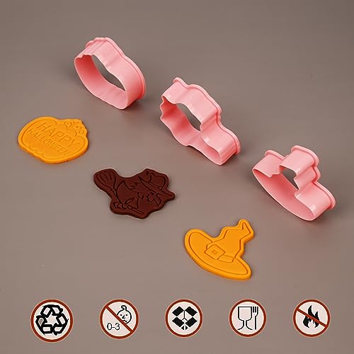 Halloween Cookie Cutter Set 16 Pcs with Plunger Stamp - Ghost, Pumpkin, Bat & More