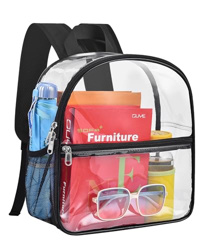 Clear Backpack Stadium Approved - Small Transparent PVC Bag for Concerts & School
