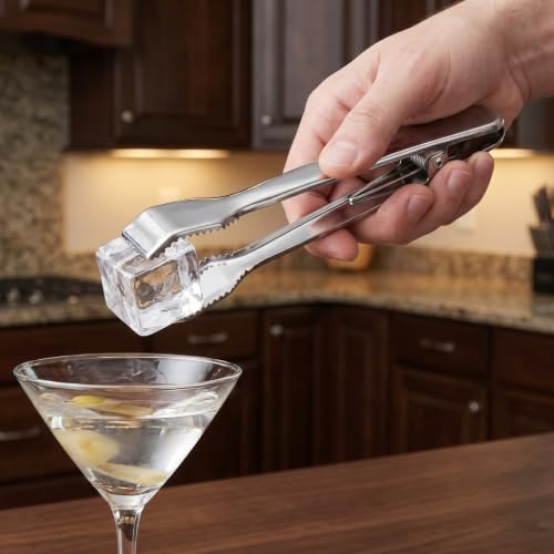 VOSAREA Stainless Steel Ice Tongs 7.07-Inch Spring-Loaded Serving Utensils with Teeth