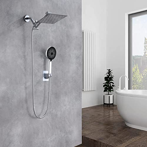 8-Inch Rainfall Shower Head Combo with Handheld Spray and Adjustable Arm