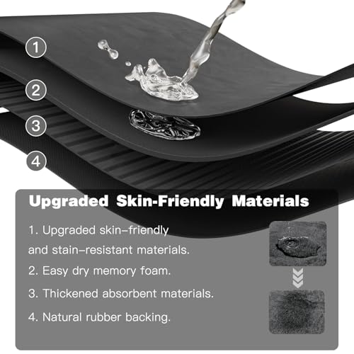 TYUU Non-Slip Thin Bath Mat Quick Drying Absorbent Bathroom Rug 16x24 Dark Grey