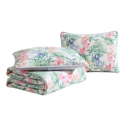 Reversible Queen Quilt Set - 100% Cotton Coastal Bedding with Shams