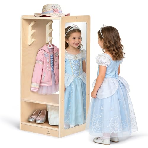 Kids Dress Up Storage Center with Full-Length Mirror and 6 Hooks