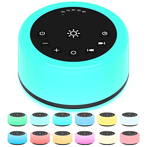White Noise Sleep Sound Machine with 30 Soothing Sounds & 12 Color Night Light