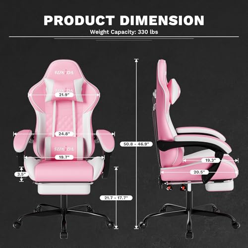 Ergonomic Reclining Gaming Chair with Massage Lumbar Support & Footrest