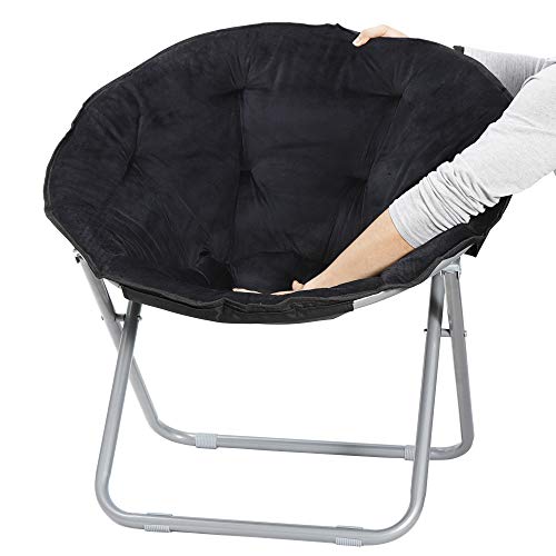Faux-Fur Folding Moon Chair, Soft Upholstered Lounge Chair for Bedroom