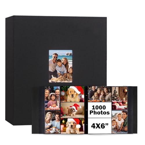 Extra Large 1000 Photo Album 4x6, Linen Hardcover with Display Window