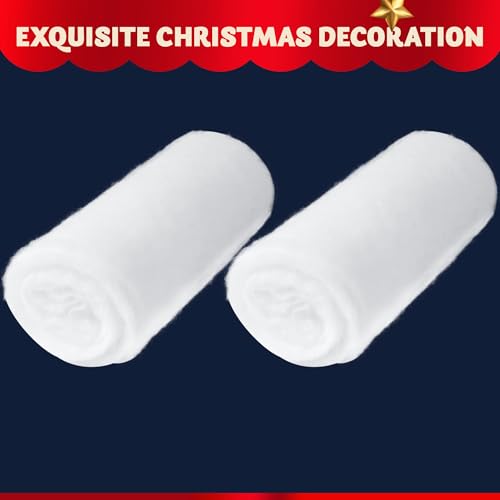Thick White Christmas Snow Blanket Roll for Holiday Village Decor - 2 Pack