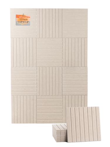 12-Pack Felt Bulletin Board Tiles, 12x12 Self-Adhesive Pin Board Set