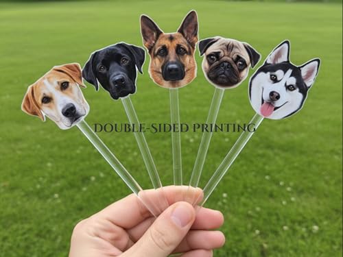 Custom Pet Face Cocktail Stirrers - Double-Sided Dog & Cat Drink Picks
