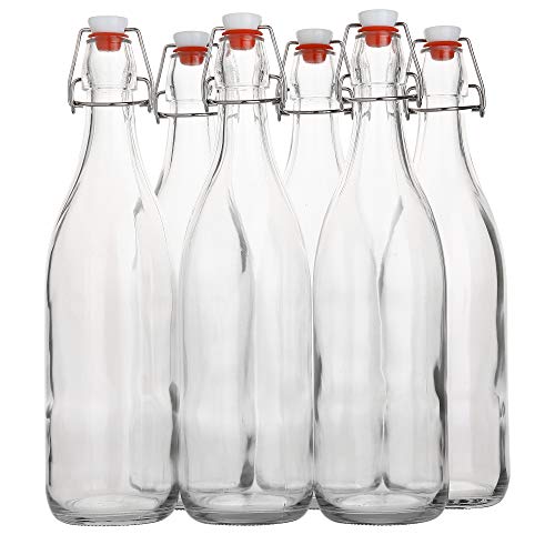 Flip Top Glass Bottles 1 Liter Swing Stopper Pack of 6