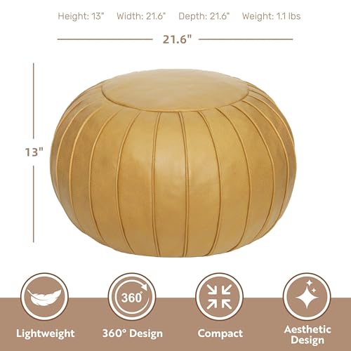 Unstuffed Round Faux Suede Ottoman Floor Pouf Cover - 21.6 x 13 Inch