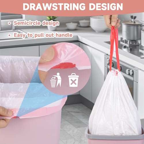 2 Gallon Small Drawstring Trash Bags - 60 Count Unscented Garbage Bags