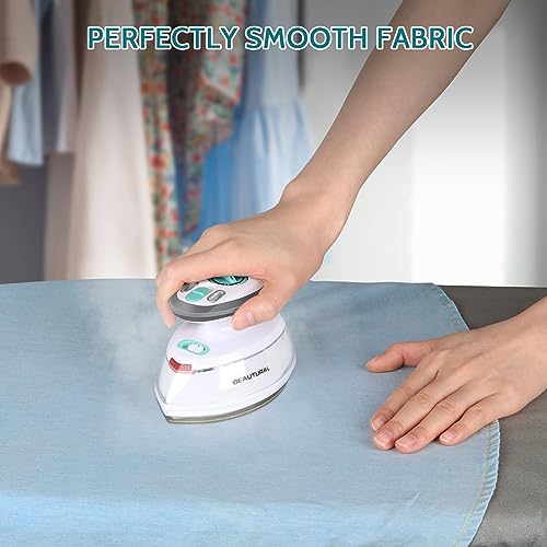 Mini Travel Steam Iron with Dual Voltage and Leaf-Shaped Soleplate