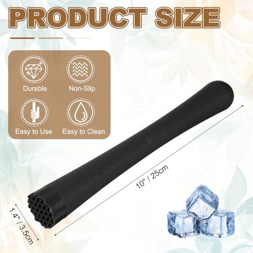 uxcell 10 Inch Black Plastic Cocktail Muddler with Convex Head - Bar & Drink Tool
