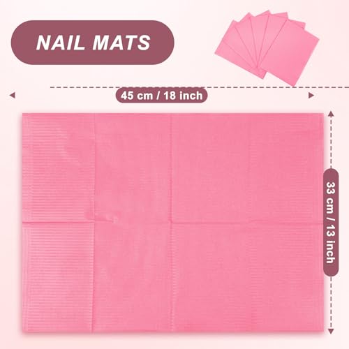 Disposable Nail Mats 40pcs 13x18 Pink Waterproof Desk Protection Sheets