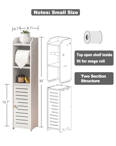 Freestanding Toilet Paper Holder Stand with Bathroom Storage Cabinet