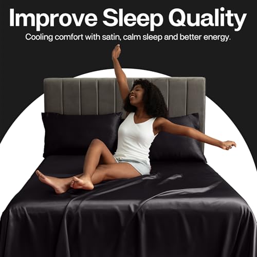 MR&HM Queen Satin Pillowcase 2 Pack - Cooling Pillow Cover for Hair & Skin