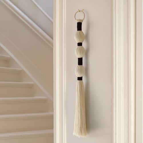 Macrame Wall Hanging, 27-inch Handmade Cotton Tassel Art Decor
