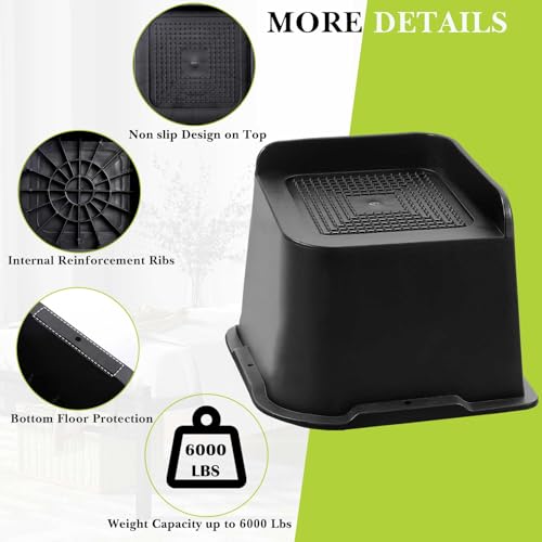 Heavy Duty 4 Inch Bed & Furniture Risers, Supports 6000 lbs - 4 Pack
