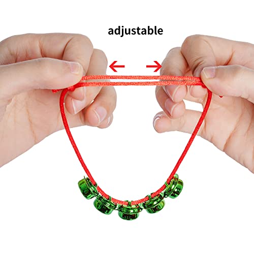 Christmas Jingle Bell Bracelets Set - Adjustable Metal Wrist Bands for Holiday Party