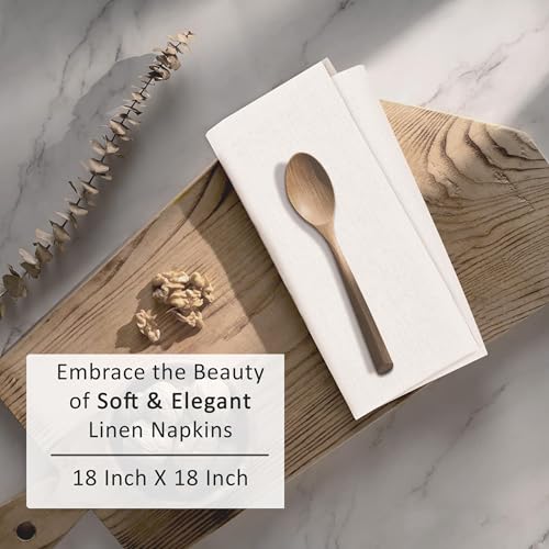 Linen Cotton Blend Cloth Napkins Set of 12 - 18x18 Inch Ivory Table Napkins