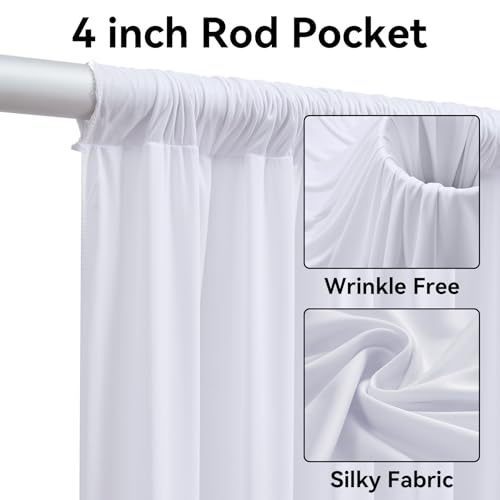 White Ceiling Drapes 6 Panels 5x20ft - Wrinkle Free Canopy Fabric Curtains