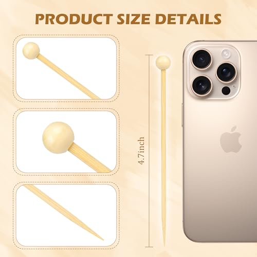 GuGen Wooden Fancy Toothpicks 4.7 Inch Cocktail Picks for Appetizers & Drinks