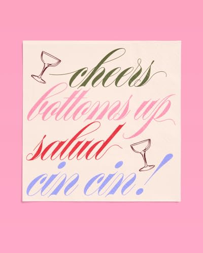 25-Pack Cheers Cocktail Napkins - White Party & Bridal Shower Decor
