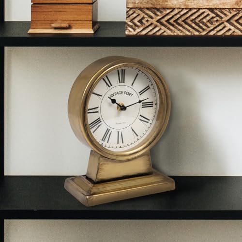 Gold Metal Mantel Clock, 8.5-Inch Glamorous Tabletop Clock for Home Decor