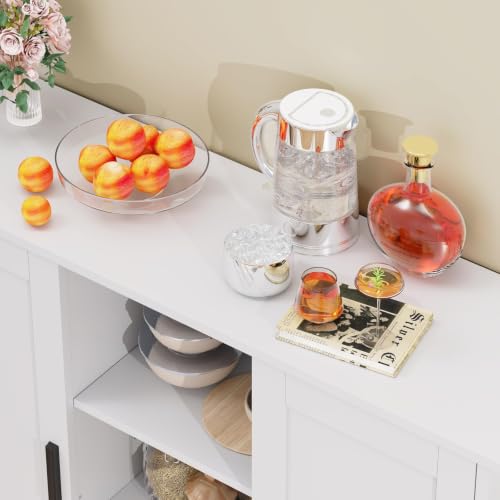 2-Door Storage Cabinet with Adjustable Shelves, White Buffet Sideboard