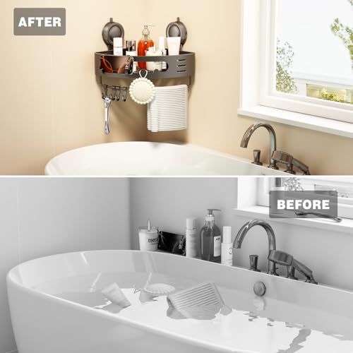 2-Pack Corner Shower Caddy with Suction Cup - Rust-Proof Aluminum Organizer