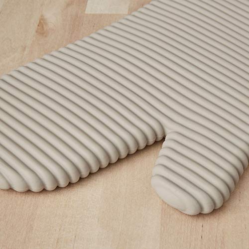 KitchenAid Ribbed Soft Silicone Oven Mitts 2-Pack Set, Milkshake Tan, 7.5x13"