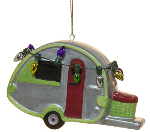 Cape Shore Ceramic Teardrop Camper Christmas Ornament with Lights