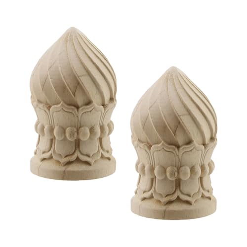 Unfinished Rubber Wood Finials 2-Pack - 4.72" Decorative Spindles for DIY