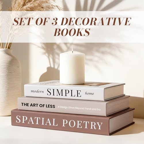 3-Piece Decorative Faux Book Set for Coffee Table and Shelf Decor