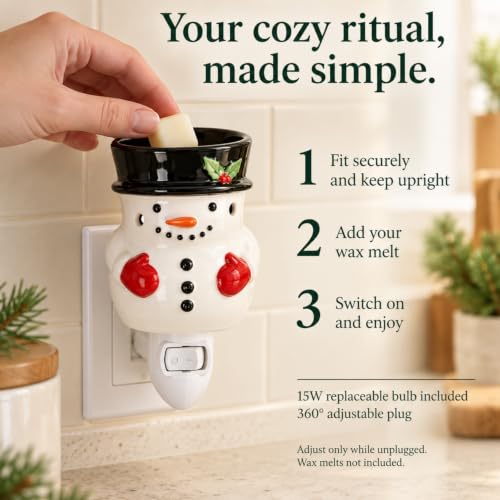 3-Piece Snowman Wax Warmer Set with Replaceable 15W Bulbs